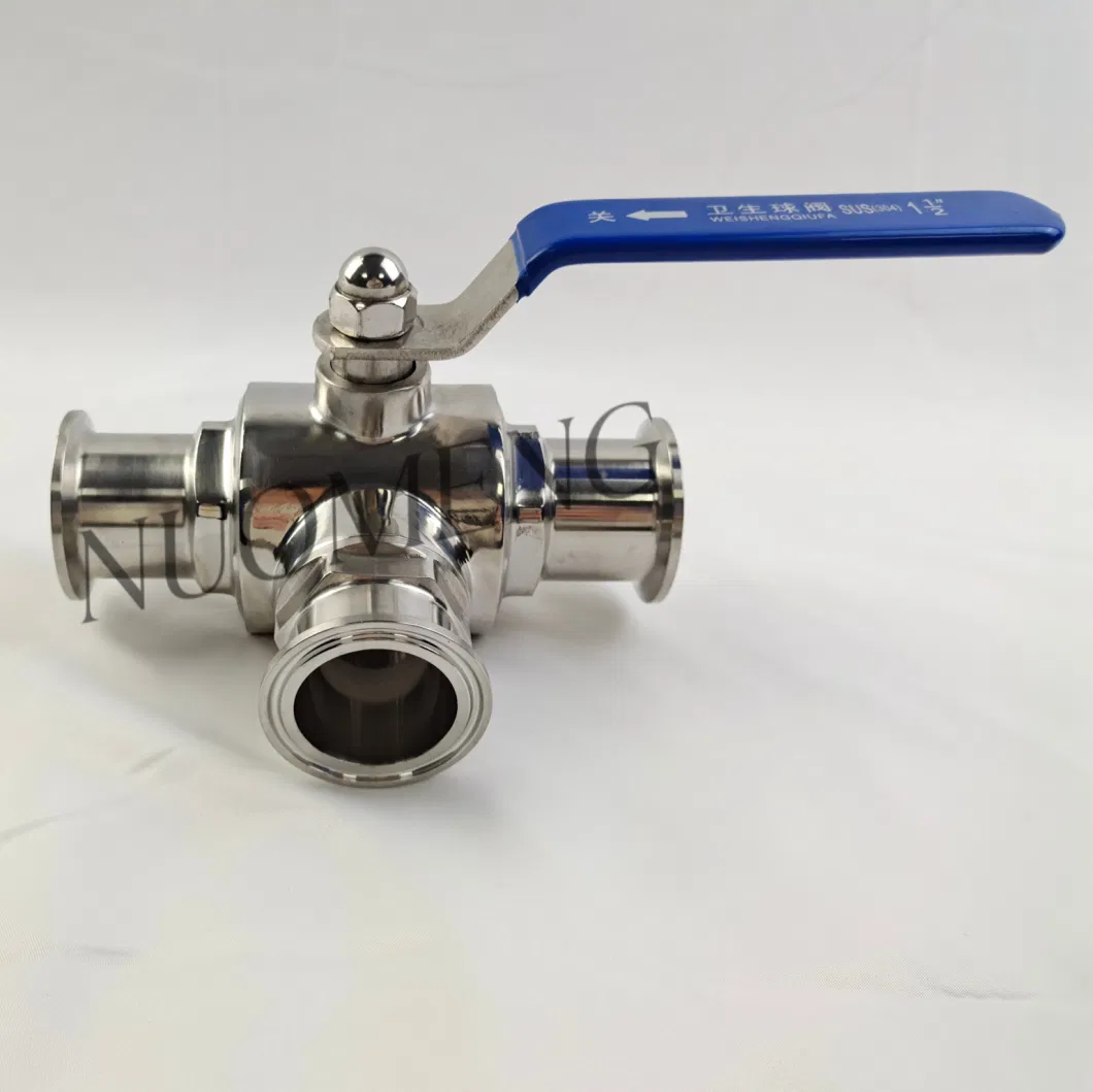 Sanitary Stainless Steel SS304/SS316L Clamped Three-Way (Square) Ball Valve & Globe Valve